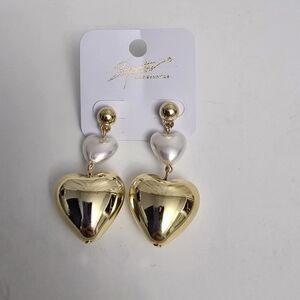 New Superstar Accessories Gold Tone Heart Drop Earrings